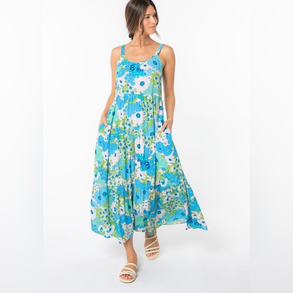 Meryl Floral Maxi Dress in Blue Floral - Picture 1 of 11